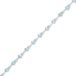 Pear-Shaped Aquamarine Alternating Line Bracelet in 10K White Gold - 7.5&quot;
