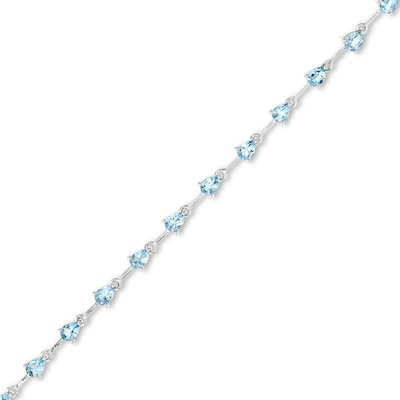 Pear-Shaped Aquamarine Alternating Line Bracelet in 10K White Gold - 7.5"