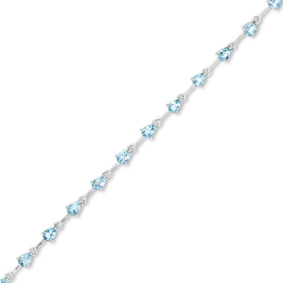 Pear-Shaped Aquamarine Alternating Line Bracelet in 10K White Gold - 7.5"