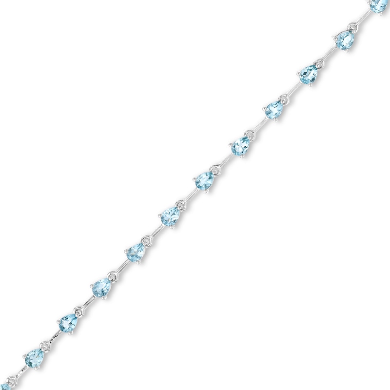 Pear-Shaped Aquamarine Alternating Line Bracelet in 10K White Gold - 7.5"|Peoples Jewellers