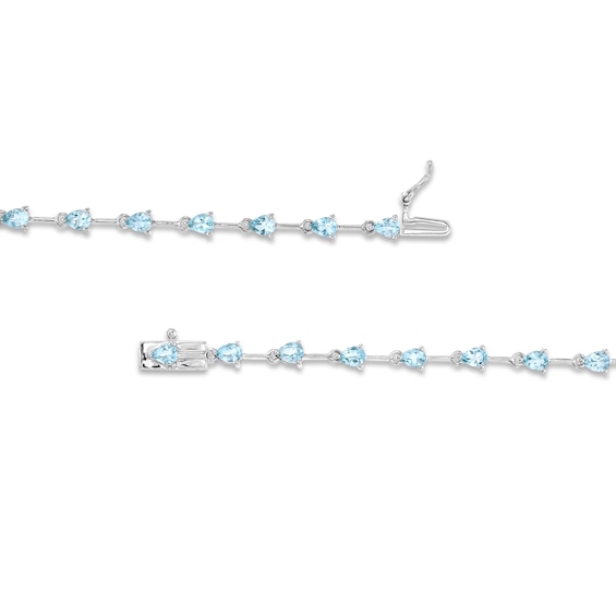 Pear-Shaped Aquamarine Alternating Line Bracelet in 10K White Gold - 7.5"