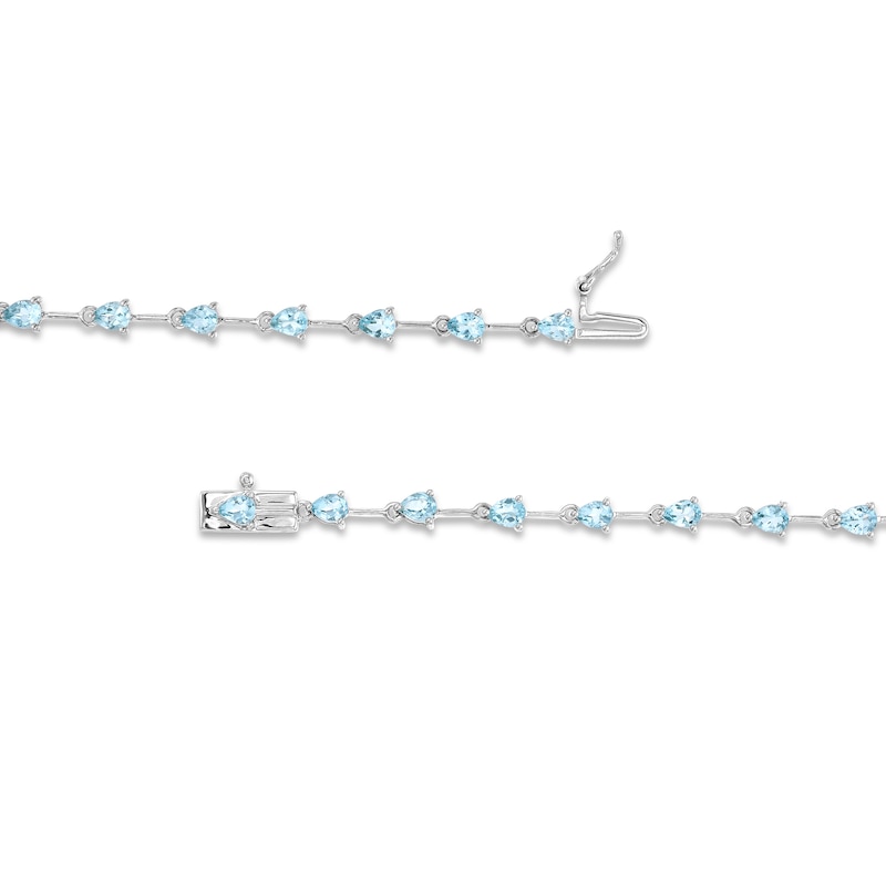 Pear-Shaped Aquamarine Alternating Line Bracelet in 10K White Gold - 7.5"|Peoples Jewellers