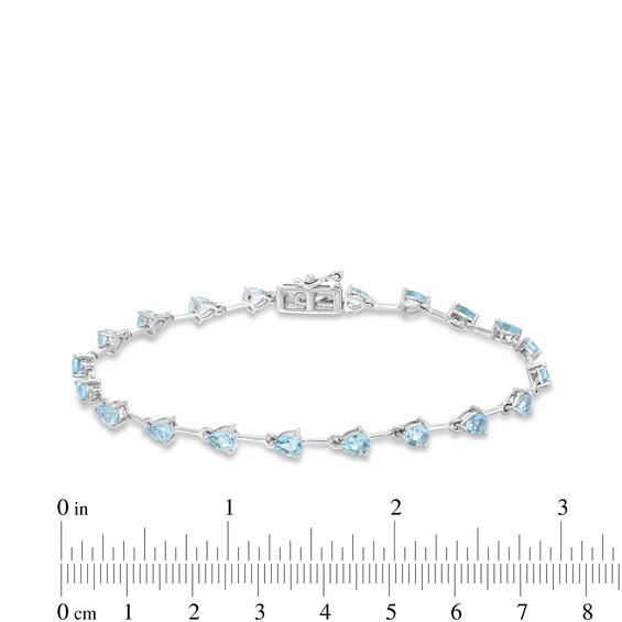 Pear-Shaped Aquamarine Alternating Line Bracelet in 10K White Gold - 7.5"