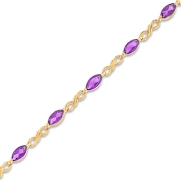 Marquise Amethyst Alternating Infinity Line Bracelet in 10K Gold - 7.25&quot;