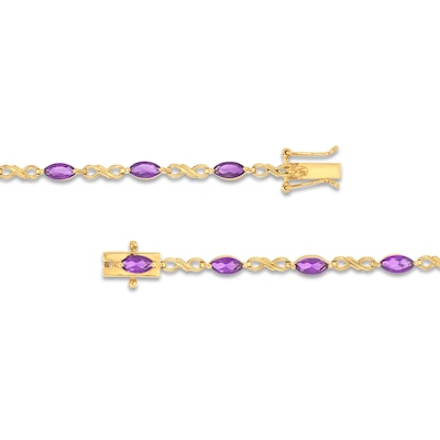 Marquise Amethyst Alternating Infinity Line Bracelet in 10K Gold - 7.25"