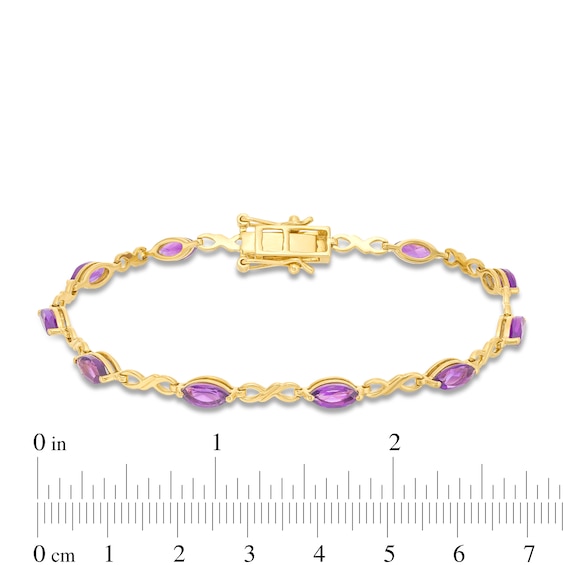 Marquise Amethyst Alternating Infinity Line Bracelet in 10K Gold - 7.25"