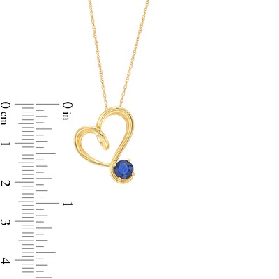 5.0mm Blue Sapphire Solitaire Tilted Heart Pendant in 10K Gold