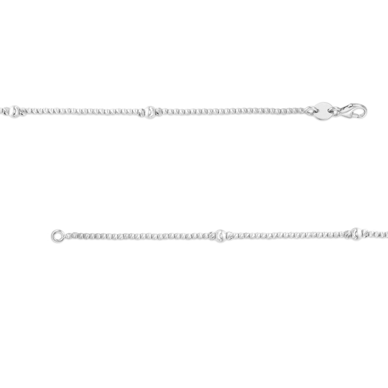 Diamond-Cut Brilliance Beads Alternating Necklace in Hollow 18K White Gold - 16"|Peoples Jewellers