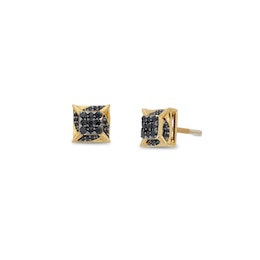 0.30 CT. T.W. Square Black Multi-Diamond Swirl Frame Stud Earrings in 10K Gold
