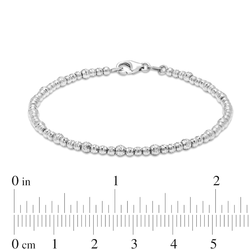 Diamond-Cut Brilliance Beads Alternating Bracelet in Hollow 18K White Gold - 7"|Peoples Jewellers