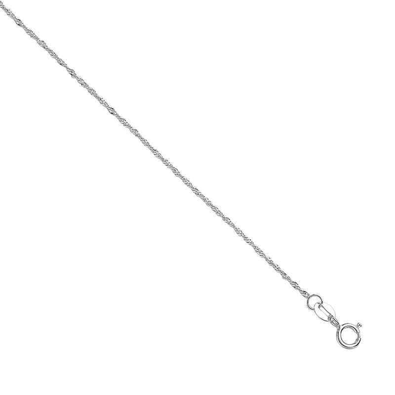 1.0mm Singapore Chain Necklace in Solid 10K White Gold - 22