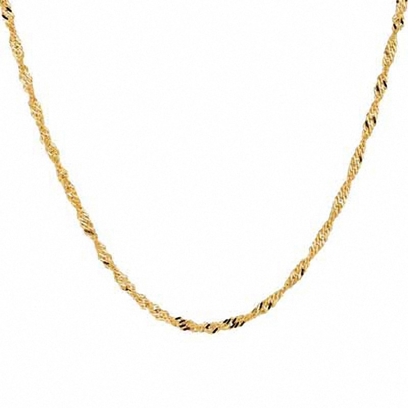 1.0mm Singapore Chain Necklace in Solid 10K Gold - 16"