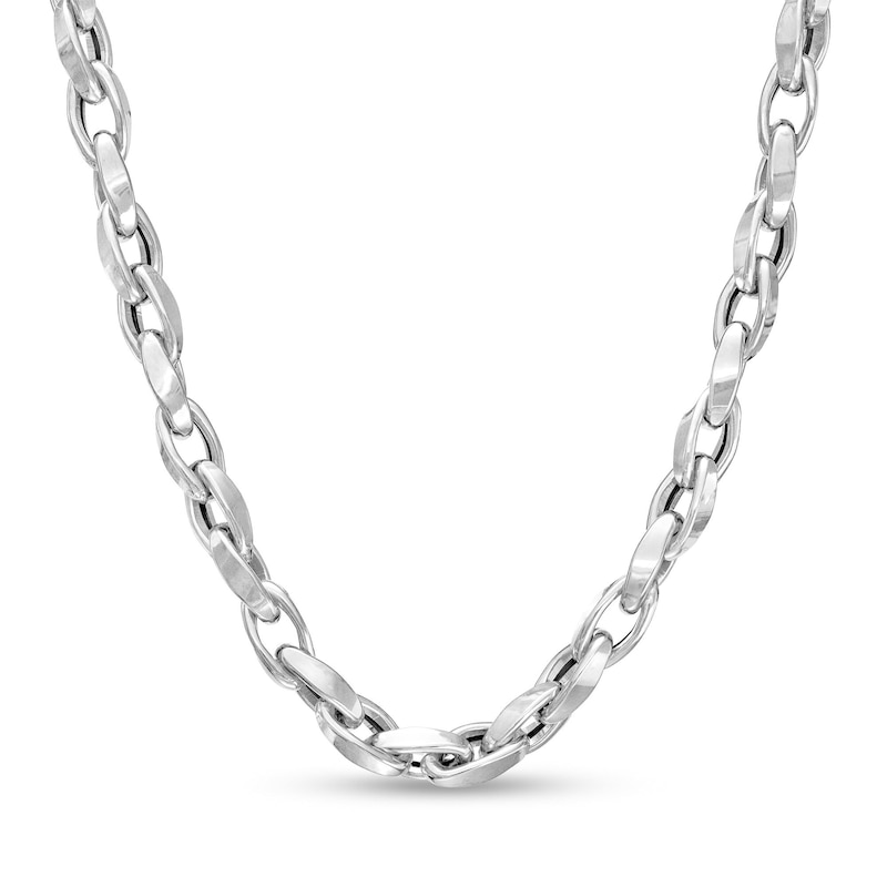 Italian Gold Twist Link Necklace in Hollow 18K White Gold - 16"|Peoples Jewellers