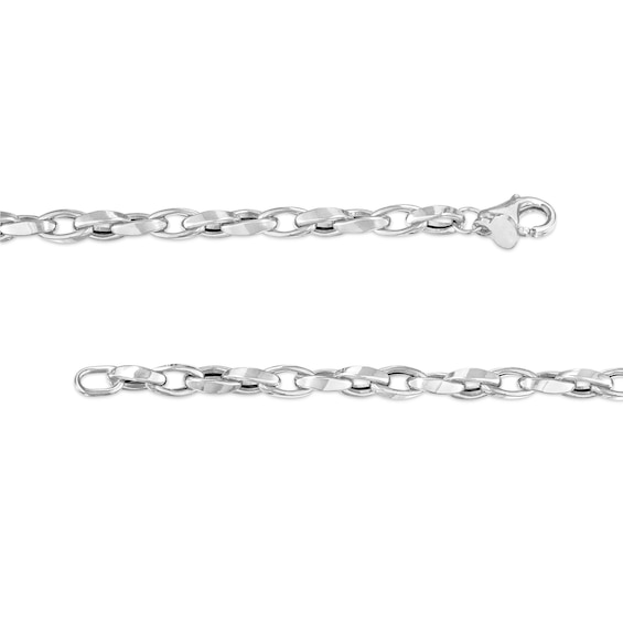 Italian Gold Twist Link Necklace in Hollow 18K White Gold - 16"