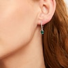 Oval Lab-Created Emerald and White Lab-Created Sapphire Drop Earrings in Sterling Silver