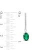 Oval Lab-Created Emerald and White Lab-Created Sapphire Drop Earrings in Sterling Silver