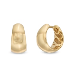 Italian Gold Huggie Hoop Earrings Hollow 18K Gold