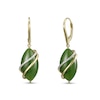 Marquise Jade and 0.10 CT. T.W. Diamond Double Ribbon Overlay Drop Earrings in 14K Gold