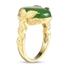 Thumbnail Image 1 of Oval Jade Leaf-Sides Ring in 14K Gold - Size 7