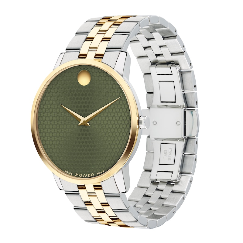 Men's Movado Museum® Classic Two-Tone PVD Watch with Green Dial (Model: 607849)|Peoples Jewellers