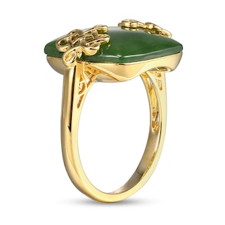 15.0mm Cushion Jade Lucky Knot Ring in 18K Gold