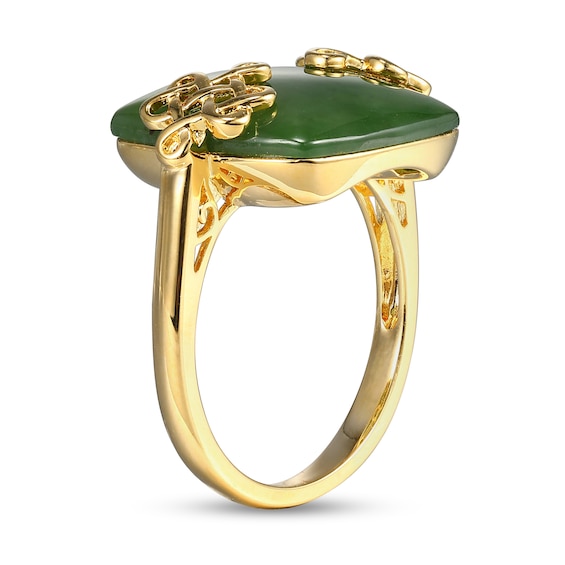 15.0mm Cushion Jade Lucky Knot Ring in 18K Gold