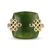 Thumbnail Image 3 of 15.0mm Cushion Jade Lucky Knot Ring in 18K Gold