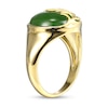 14.0mm Jade Feather Overlay Ring in 14K Gold - Size 7