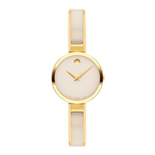 Ladies' Movado Moda Gold-Tone PVD Ceramic Bangle Watch with Taupe Dial (Model: 0607867)