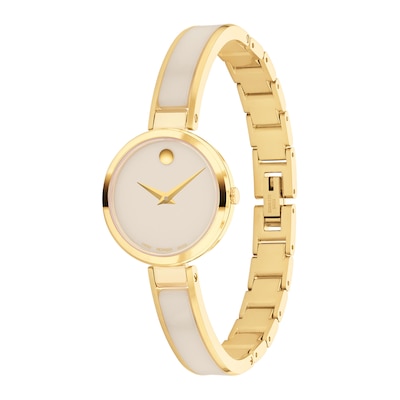 Ladies' Movado Moda Gold-Tone PVD Ceramic Bangle Watch with Taupe Dial (Model: 0607867)