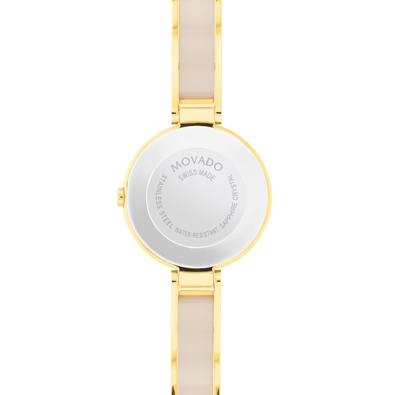 Ladies' Movado Moda Gold-Tone PVD Ceramic Bangle Watch with Taupe Dial (Model: 0607867)