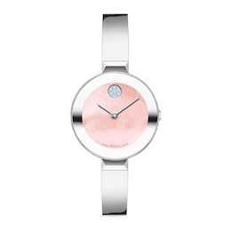 Ladies' Movado Bold® Crystal Accent Bangle Watch with Pink Mother-of Pearl Dial (Model: 3601178)