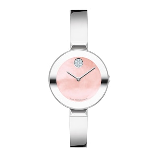 Ladies' Movado Bold® Crystal Accent Bangle Watch with Pink Mother-of Pearl Dial (Model: 3601178)