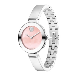 Ladies' Movado Bold® Crystal Accent Bangle Watch with Pink Mother-of Pearl Dial (Model: 3601178)