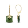 12.0mm Cushion Jade Lucky Knot Drop Earrings in 18K Gold