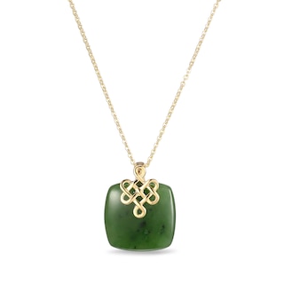 18.0mm Cushion Jade Lucky Knot Pendant in 18K Gold