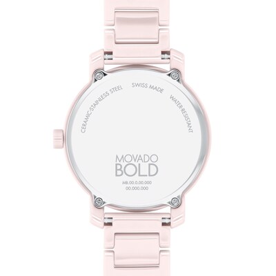 Ladies' Movado Bold® Evolution Pink Ceramic Watch with Crystal Accents (Model: 3601234)