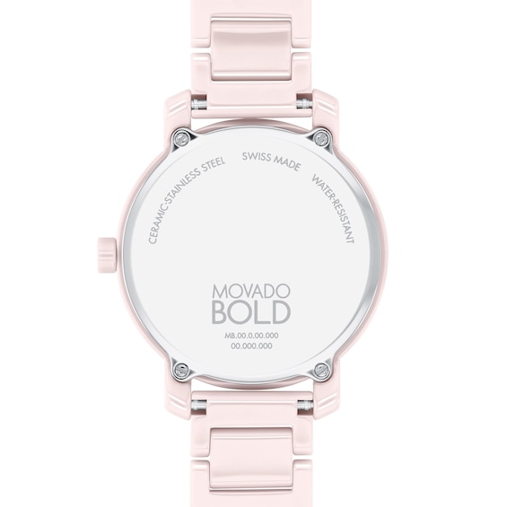 Ladies' Movado Bold® Evolution Pink Ceramic Watch with Crystal Accents (Model: 3601234)