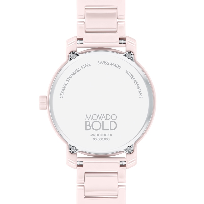 Ladies' Movado Bold® Evolution Pink Ceramic Watch with Crystal Accents (Model: 3601234)