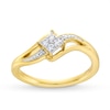 Thumbnail Image 1 of 0.10 CT. T.W. Tilted Princess-Shaped Multi-Diamond Bypass Shank Promise Ring in 10K Gold