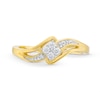 Thumbnail Image 4 of 0.10 CT. T.W. Tilted Princess-Shaped Multi-Diamond Bypass Shank Promise Ring in 10K Gold