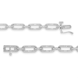 0.20 CT. T.W. Diamond Paper Clip Chain Bracelet in Sterling Silver