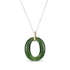 Jade and 0.25 CT. T.W. Diamond Oval Drop Pendant in 18K Gold