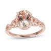 Thumbnail Image 0 of Oval Morganite and 0.29 CT. T.W. Diamond Frame Twist Shank Ring in 10K Rose Gold - Size 7