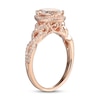 Thumbnail Image 1 of Oval Morganite and 0.29 CT. T.W. Diamond Frame Twist Shank Ring in 10K Rose Gold - Size 7