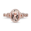 Oval Morganite and 0.29 CT. T.W. Diamond Frame Twist Shank Ring in 10K Rose Gold - Size 7