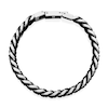 Thumbnail Image 1 of 8.0mm Curb Chain Bracelet with Black Leather Woven Inlay in Stainless Steel - 8.5"