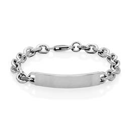 ID Plate Link Chain Bracelet in Stainless Steel - 8.25&quot;