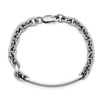 ID Plate Link Chain Bracelet in Stainless Steel - 8.25"