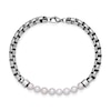 5.5-6.0mm Mother-of-Pearl Bead Box Chain Bracelet in Stainless Steel - 8.5"